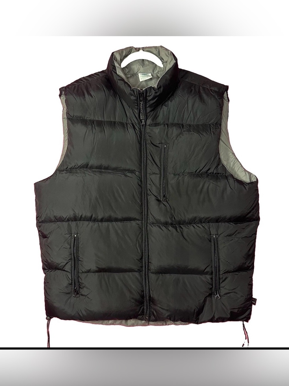 Old Navy Athletic Black Puffer Vest Down Feathers Full Zip Pockets XL Gorpcore